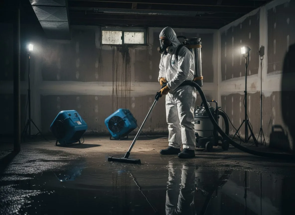 Professional water extraction after basement flood